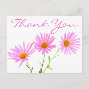 Cartão Postal Floral Obrigado Lavanda Rosa Flores De Margarida