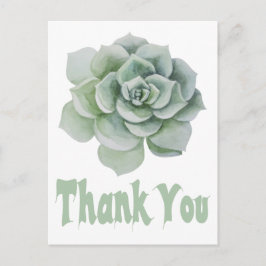 Cartão Postal Floral Obrigado Mint Green Succult Cactus