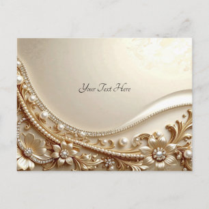 Cartão postal floral ornamentado em ouro elegante