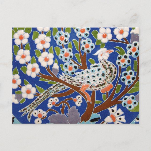 Cartão Postal Floral Peacock Azulejo Art (Frente)