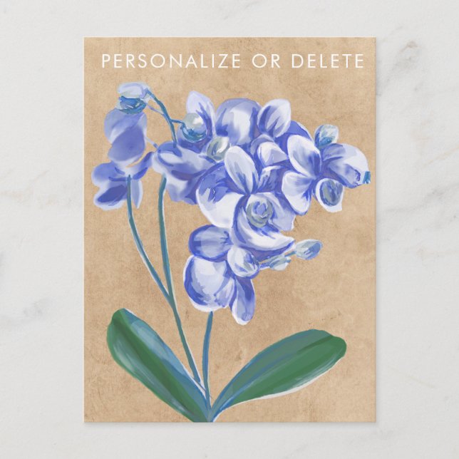 Cartão Postal Floral Personalizado Floral de Arte de Laranja lav (Frente)