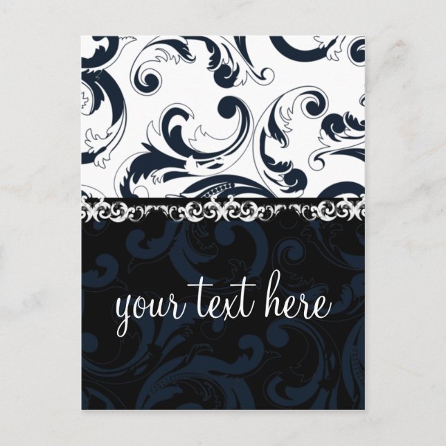 Cartão Postal Floral Preto e Branco (Frente)