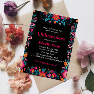 Cartão Postal Floral Quinceanera Festa Mexicana de Aniversário P
