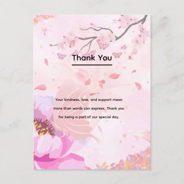 Cartão Postal floral rosa (Frente)