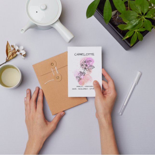 Cartão Postal Floral Rosa Cerejeira Minimalista Obrigado (Criador carregado)