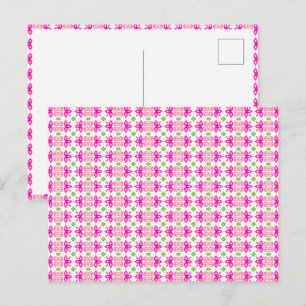 Cartão Postal Floral Rosa e Verde