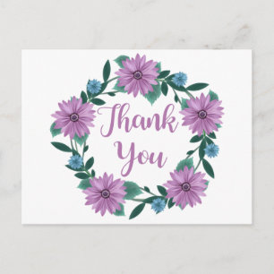 Cartão Postal Floral Roxo Obrigado Daisy Lavanda Fllower