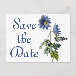 Cartão Postal Floral Save The Date Flor de Margarida Azul Engaja