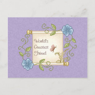 Cartão Postal Floral Scroll Pixel Art