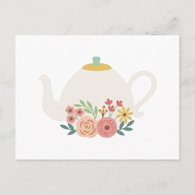 Cartão Postal Floral Teapot (Frente)