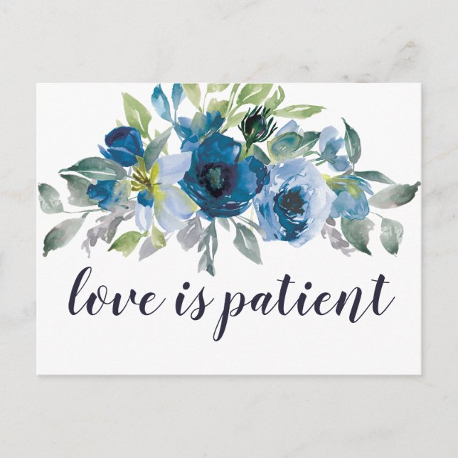 Cartão Postal Floral Wedding Love is Patient Change the Date (O  (Frente)