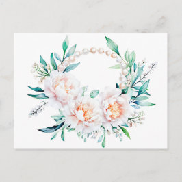 Cartão Postal Floral Wreath with Peonies Elegant Valentine’s Day