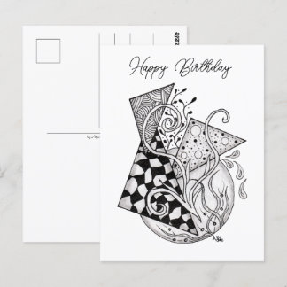 Cartão Postal Florale Dreiecke, Tangle Zeichnung -