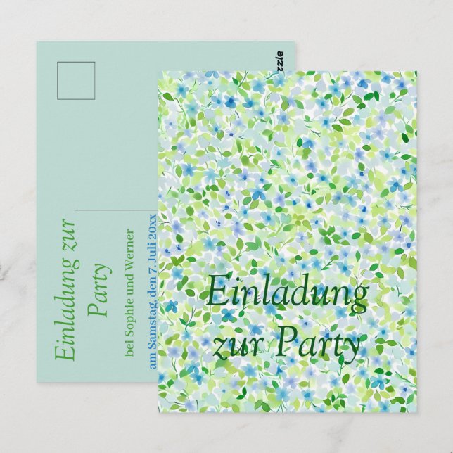 Cartão Postal Florale Party in zarten  Pastelltönen (Frente/Verso)