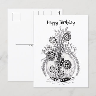 Cartão Postal Florale Pflanze im Tangle Design - 