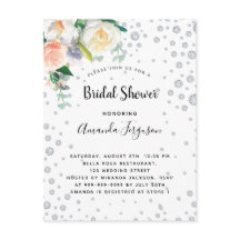 Florals branco rosa chá de panela glamouroso