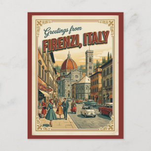 Cartão Postal Florença Firenze Itália Saudações Retro