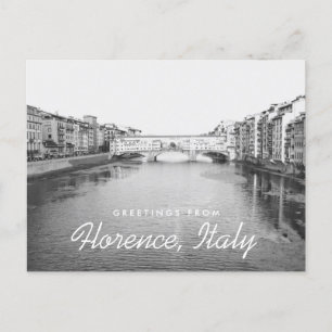 Cartão Postal Florença Itália Ponte Vecchio Preto e Branco