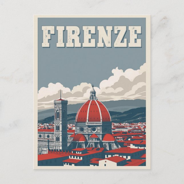Cartão Postal Florença - Um Vislumbre do Duomo Viagem Antiga (Frente)