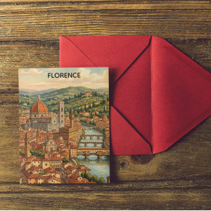 Cartão Postal Florença Vintage Itália Toscana Vista da Cidade
