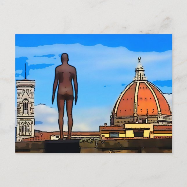 Cartão Postal Florence Duomo Dome Antony Gormley (Frente)
