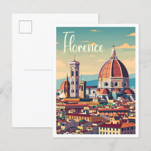Cartão Postal Florence Itália Art Viagens vintage