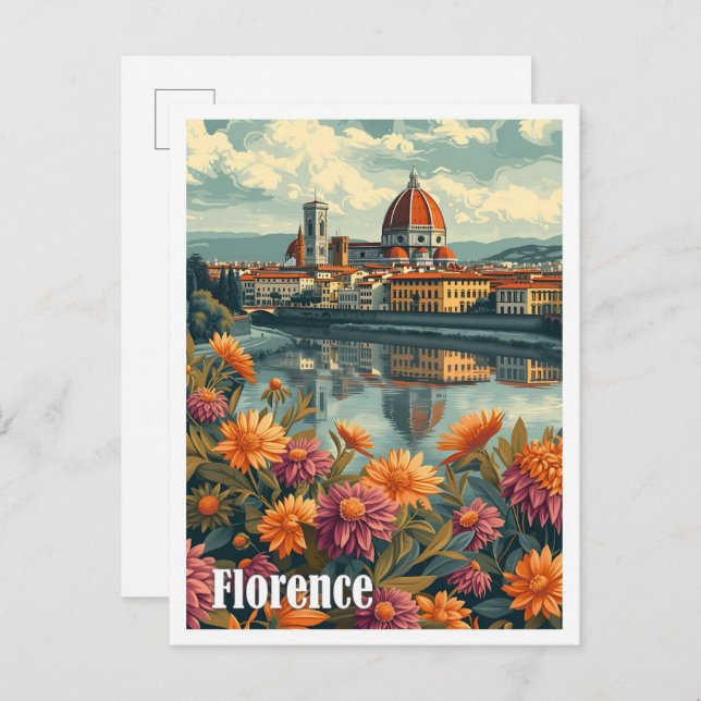 Cartão Postal Florence Itália - Ilustração do Viagem artístico (Frente/Verso)