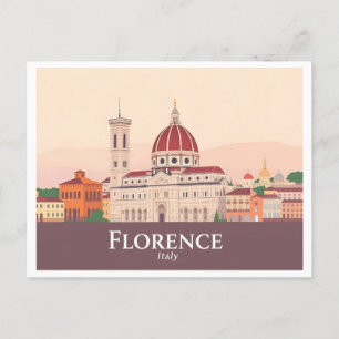 Cartão Postal Florence Italy Duomo di Firenze Pastel Viagem