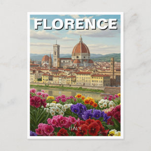 Cartão Postal Florence Italy Flowers Viagem