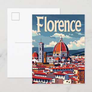 Cartão Postal Florence Italy Vintage - Ilustração do Viagem retr