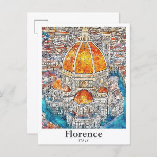 Cartão Postal Florence Italy Watercolor Sketch Drach