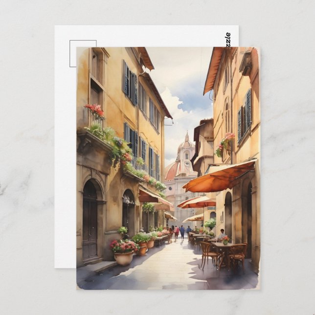 Cartão Postal Florence watercolor art (Frente/Verso)