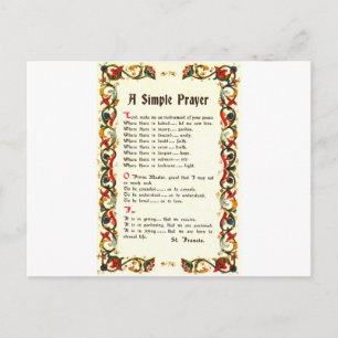 Cartão Postal Florentine Simple Prayer=Ruas. Francis=Papa Franci