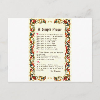 Cartão Postal Florentine Simple Prayer=Ruas. Francis=Papa Franci