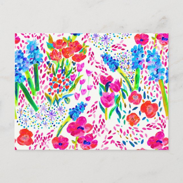 Cartão Postal Flores abstratas coloridas fofas (Frente)