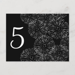 Cartão Postal Flores abstrato brancas e pretas