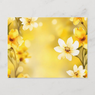 Cartão Postal Flores Amarelas De Espingarda Com Aquarela Suave