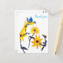 Cartão Postal Flores Amarelas Natureza Obrigado Floral