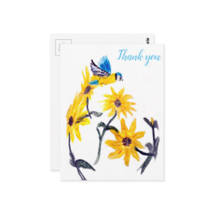 Cartão Postal Flores Amarelas Natureza Obrigado Floral