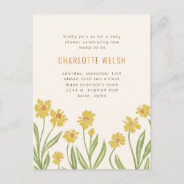 Cartão Postal Flores Amarelas Sexo Chá de fraldas Neutro