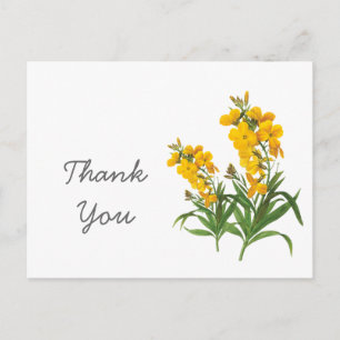 Cartão Postal Flores amarelas vintage obrigado