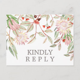 Cartão Postal Flores Australianas Casamento Rústico RSVP Corresp