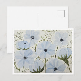 Cartão Postal Flores Azuis Acenando