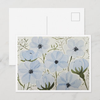 Cartão Postal Flores Azuis Acenando 