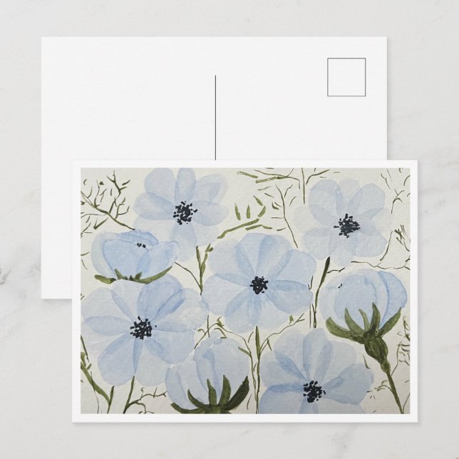 Cartão Postal Flores Azuis Acenando  (Frente/Verso)
