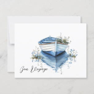 Cartão Postal Flores Azuis Bon Voyage