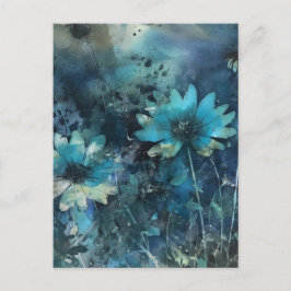 Cartão Postal Flores Azuis Mídia Mista