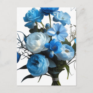 Cartão Postal Flores Azul e Branca