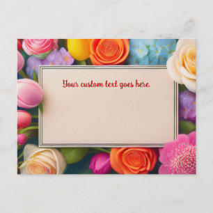 Cartão Postal Flores Bonitas Moldura Floral Rosas Tulipas Hydran