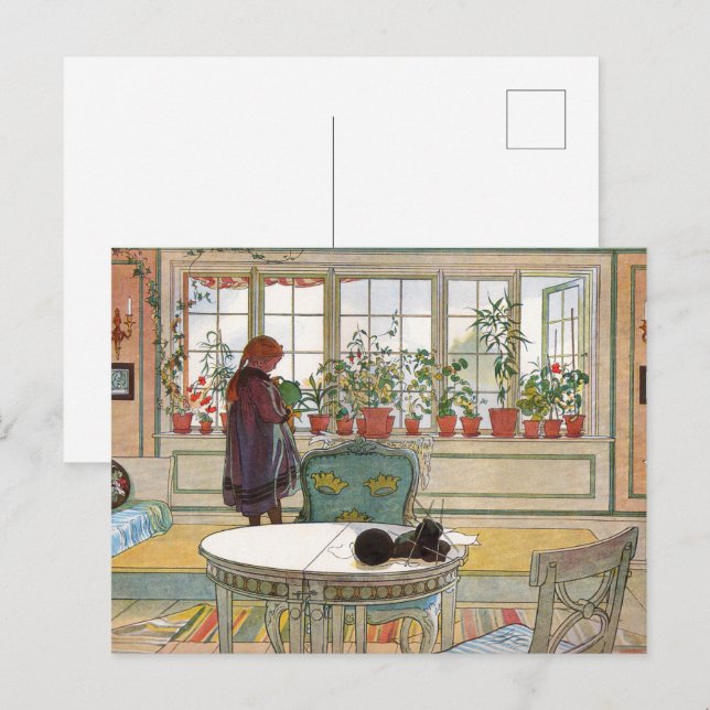 Cartão Postal Flores Botânicas de Estilo Rústico Vintage em Jane (Frente/Verso)